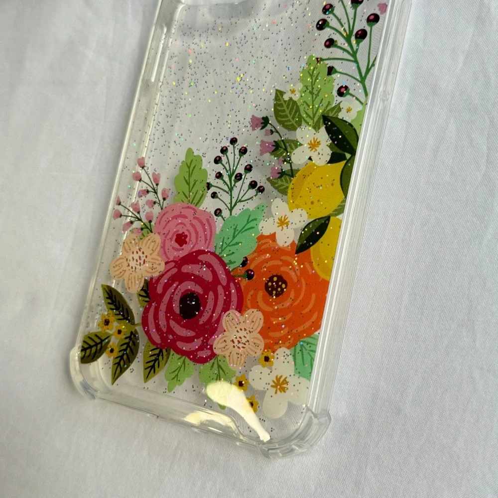 Clear Glitter Floral Phone Case For IPhone 12 Pro Max